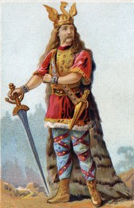 Retrato de Vercingetorix (72-46 a.C.), Rei dos Gauleses. Cromolitografia por volta de 1890. de French School