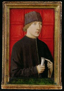 Retrato de um homem segurando um pergaminho, c.1480-1510 de French School