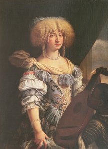 Retrato de uma mulher com uma página mourisca de French School