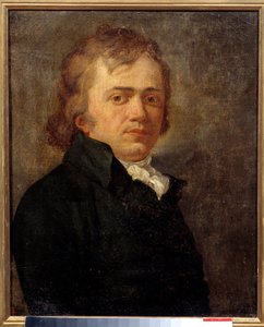 Retrato do homem uma vez identificado como Andre Chenier (1762-1794), poeta realista francês. Pintura francesa anônima de French School