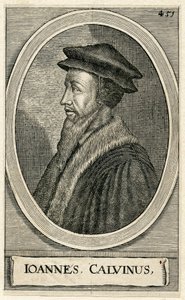 Retrato do teólogo francês John Calvin (gravura) de French School