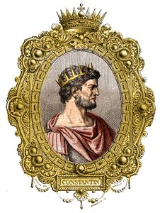 Retrato do Imperador Romano Constantino I O Grande (274-337). Gravura em "Histoire des papes-kings-queens-et-empereurs a travessa les centuries" de Maurice Lachatre de French School
