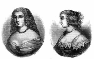 Retratos de "Mademoiselle de la Fayette (Louise de La Fayette 1618-1665) e Mademoiselle de Hautefort (Marie de Hautefort de French School