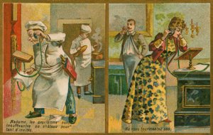 Cartão postal, caracterizando, telefone de French School