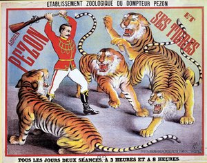 Cartaz publicitário Adrien Pezon e seus Tigres, c.1897