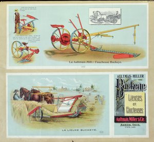 Cartaz publicitário Aultman-Miller Buckeye Ligantes e Reapers, final do século XIX de French School
