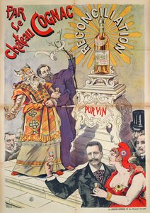 Cartaz publicitário Conhaque como promotor da reconciliação, 1890-95