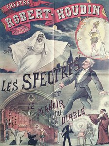 Poster publicidade Fantasmas e a Casa do Diabo no Teatro Robert-Houdin, Paris, c.1870