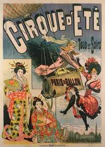 Poster de publicidade de Paris em balão no Circus dEte