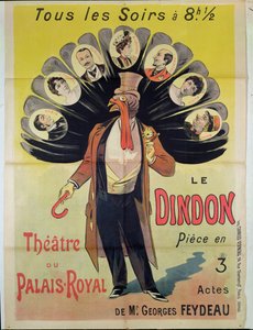 Cartaz publicitário de uma performance de The Dindon de Georges Feydeau (1862-1921) no Palais Royal Theatre, 1896