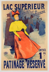 Cartaz publicitário uma pista de patinação no superieur Lac no Bois de Boulogne