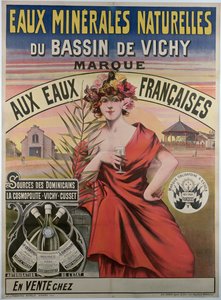 Cartaz publicitário das águas minerais naturais da bacia de Vichy, água mineral natural