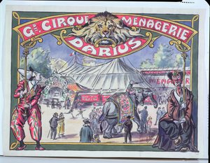 Cartaz publicitário do Grande Cirque Menagerie Darius, 1924 (wc no papel)