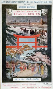 Cartaz publicitário da Ferrovia Transiberiana, inverno 1907-8