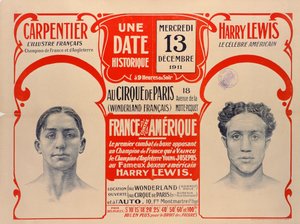 Poster publicidade a luta de boxe entre Carpentier e Harry Lewis, 1911