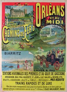 Cartaz publicitário das ferrovias de Orleans e Midi, França