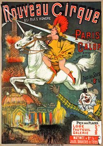 Cartaz para uma revista equestre no "" Nouveau Cirque "" na rue Saint Honore em Paris de French School