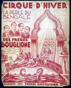 Cartaz para o show dos irmãos Bouglione "A pérola de Bengala" no Cirque d