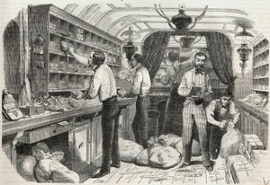 Posts: interieur du bureau ambulant - Gravação em "Tableau-de-Paris" por Edmond Texier 1852 de French School