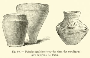 Cerâmica gaulesa encontrada em sepulturas em torno de Paris de French School