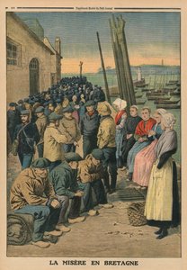 Pobreza na Bretanha, ilustração da contracapa de &39;Le Petit Journal&39;, 19 de janeiro de 1913