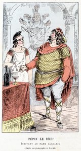 Pepin, o Breve Escrito ao Papa Zachariah - em "Histoire de France Tintamarresque" por Touchatout de French School