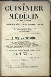 Página de apresentação do livro "Le cuisinier et le medecin, l