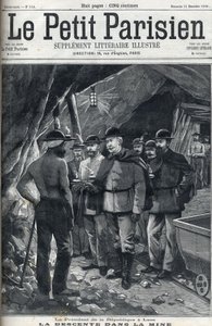 O Presidente da República Francesa Felix Faure visitou as minas de Lens em dezembro de 1898. Capa do jornal "Le petit Parisien". de French School