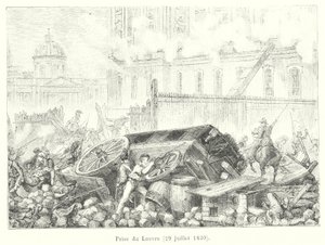 Captura do Louvre, 29 de Julho de 1830 (gravura) de French School