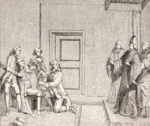 Prisioneiro sofre tortura por Brodequin, 1875 de French School