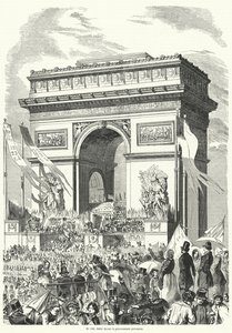 Procissão passando diante do governo provisório francês no Arco do Triunfo, Paris de French School
