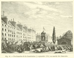 Proclamação da Constituição, 4 de setembro de 1791, no Mercado dos Inocentes de French School