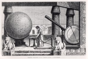 Ptolomeu (c.90-168) (Claudius Ptolemaeus) no Observatório de Alexandria, de The Life of the Illustrious Scientists, de Louis Figuier de French School