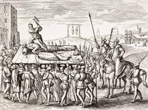 Punições decretadas pelo rei Henrique VIII contra os católicos ingleses, de "A vida militar e religiosa na Idade Média", de Paul Lacroix, publicado em Londres, c. de French School