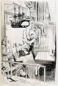 Os bastidores do Chat Noir, cabaré parisiense - em "Le Monde illustré" de 28/01/1888. de French School