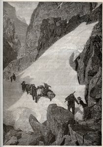 Pirenéus - ascensão do Pic du Midi - gravura em "PATRIE" - DESCRIÇÃO PIQUE DE LA FRANCE EN 6 VOLUES BY LUCIEN HUARD - final do século XIX de French School