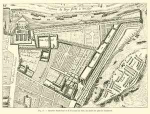 Quartier Saint-Paul e Arsenal em 1650, fac-símile do plano de Gomboust de French School