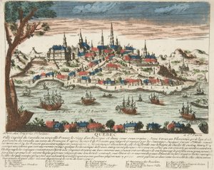 Quebec, pub. C. 1650 (gravura a cores) de French School