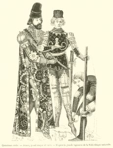 Século XV, Príncipe, grande escudeiro e camareiro (gravura) de French School