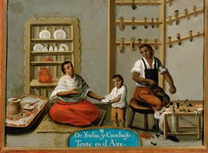 Raças no México: Sapateiro mestiço e vendedor de cerâmica na sua oficina de French School