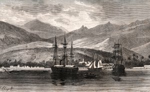Rade de Taiti - Tahiti - gravura em "La France illustree: geographie, histoire, administration statistique" de V.A. Malt-Brown. 1884 de French School