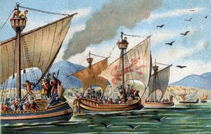 A reconquistar a Sicília Oriental sobre os árabes: Roger de Hauteville conquista a Puglia e a Calábria e anexa a frota sarracena em Palermo de French School
