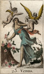 Representação de Vénus, deusa do amor, da beleza e da fertilidade. Da "Mitologia da Juventude" de Pierre Blanchard 1803. de French School