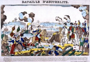 Representação da Batalha de Austerlitz, ou Batalha dos Três Imperadores, em 12/02/1805. Foto da Epinal de French School