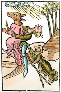 Representações de demónios e lamas retiradas do comércio demonológico "De lamiis et phitonicis mulieribus" (Des witches et des devineresses) de Ulrich Molitor editado por Johan Pruss (activo cerca de 1488-1493). 1499. Paris. Artes Decorativas de French School