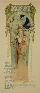 Reprodução de um cartaz publicitário da ópera Messaline, Casino de Monte Carlo, 1898