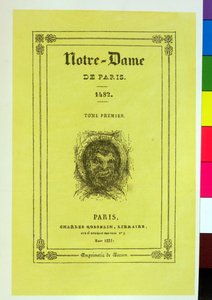 Reprodução da capa da primeira edição da Notre-Dame de Paris por Victor Hugo (1802-85) publicada em 1831 de French School