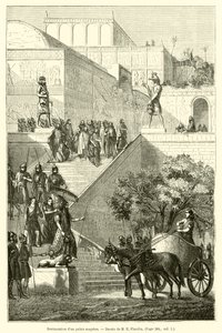 Restauração de um palácio assírio (gravura) de French School