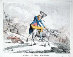 Regresso de Dois Emigrantes (gravura a cores) de French School