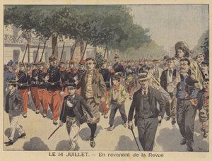 Voltando do desfile do Dia da Bastilha para casa (cor litho) de French School